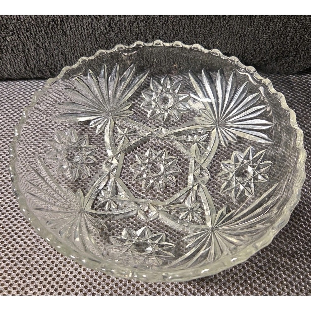 vntg Anchor Hocking (EAPC) Star of David clear glass Candy/serving Dish 7 Inch